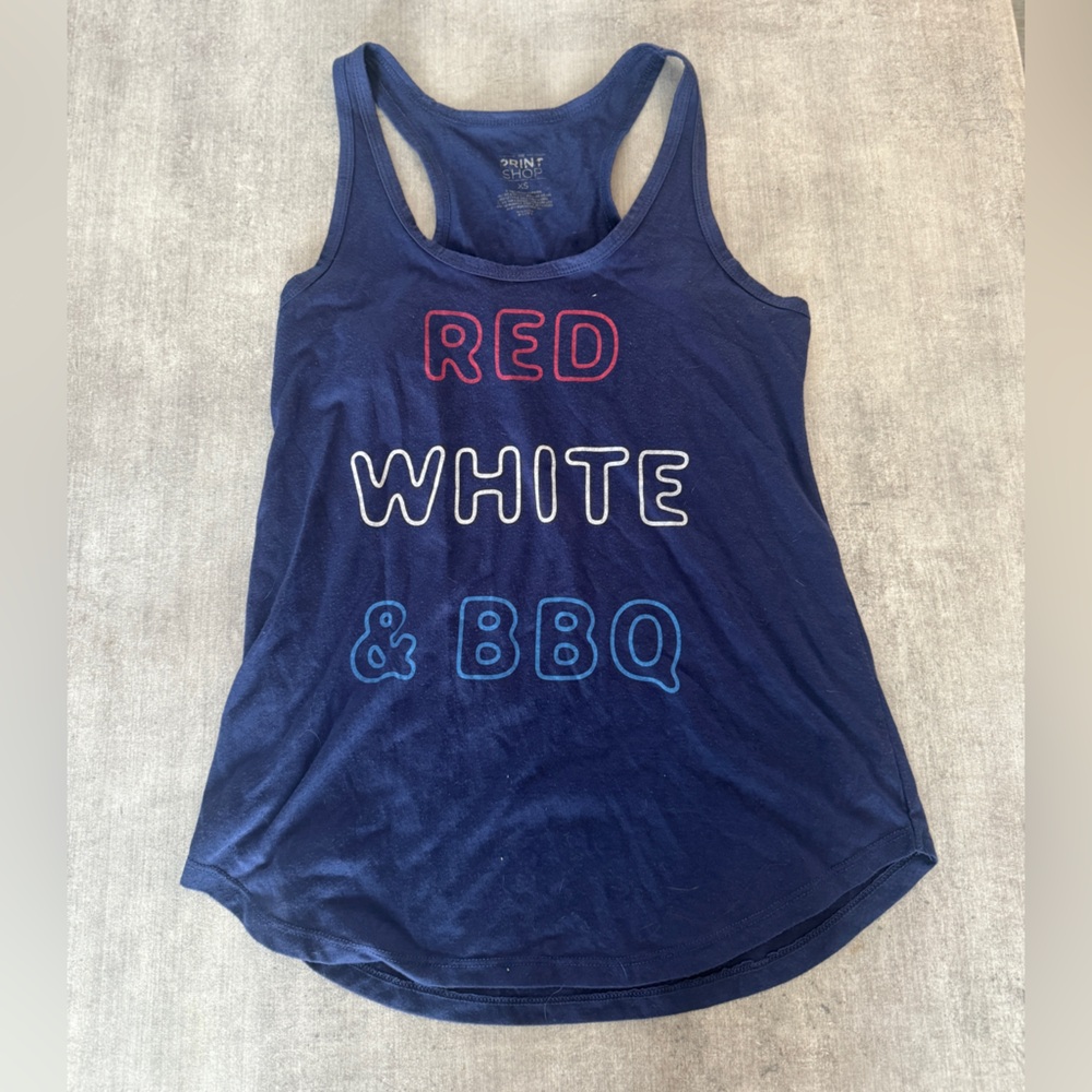 Print Shop “Red, White & BBQ” Tank – Size XS (Blue)